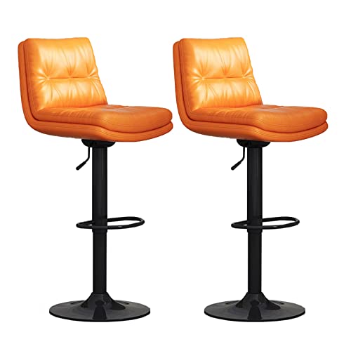 Guyifuny Verstellbarer Barhocker 2er-Set, Drehhocker mit Fußstütze und Rückenlehne, Inselstuhl mit schwarzem Stahlfuß, für Küchentheke und Esszimmer, Orange, 91-106 cm Guyifuny Verstellbarer Barhocker 2er-Set, Drehhocker mit Fußstütze und Rückenlehne, Inselstuhl mit schwarzem Stahlfuß, für Küchentheke und Esszimmer, Orange, 91-106 cm von Guyifuny