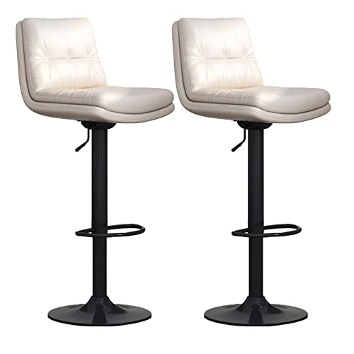 Guyifuny Verstellbarer Barhocker 2er-Set, Drehhocker mit Fußstütze und Rückenlehne, Inselstuhl mit schwarzem Stahlgestell, für Küchentheke und Esszimmer, Weiß, 91-106 cm Guyifuny Verstellbarer Barhocker 2er-Set, Drehhocker mit Fußstütze und Rückenlehne, Inselstuhl mit schwarzem Stahlgestell, für Küchentheke und Esszimmer, Weiß, 91-106 cm von Guyifuny