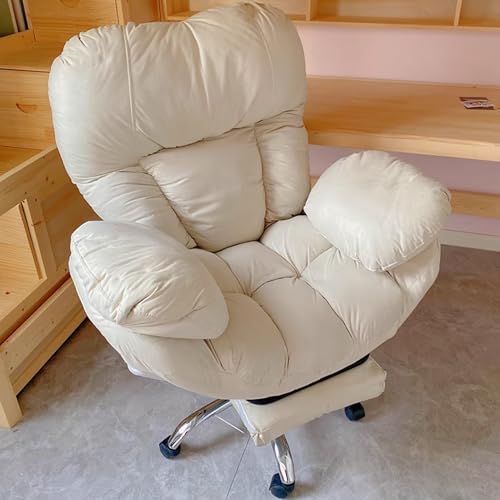 Guyifuny Weißer ergonomischer Gaming-Computer-Büro-Schreibtischstuhl mit Fußstütze, Verstellbarer Chefsessel aus Leder mit Lordosenstütze Guyifuny Weißer ergonomischer Gaming-Computer-Büro-Schreibtischstuhl mit Fußstütze, Verstellbarer Chefsessel aus Leder mit Lordosenstütze von Guyifuny