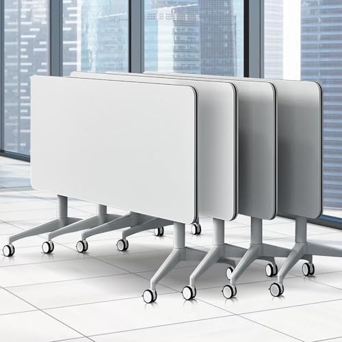 Klappbarer Konferenztisch, moderner, 1,80 m großer, weißer Meeting-Klapptisch mit großer mobiler Trainings- und Seminarplatte mit leisen Rädern für Büro, Klassenzimmer, 4-teilig, 140 x 60 x Klappbarer Konferenztisch, moderner, 1,80 m großer, weißer Meeting-Klapptisch mit großer mobiler Trainings- und Seminarplatte mit leisen Rädern für Büro, Klassenzimmer, 4-teilig, 140 x 60 x von Guyifuny