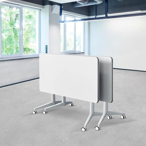 Klappbarer Konferenztisch, weißer Konferenztisch mit Rädern, großes rechteckiges Konferenzseminar mit Klappplatte für 2–10 Personen,2,61,0" Klappbarer Konferenztisch, weißer Konferenztisch mit Rädern, großes rechteckiges Konferenzseminar mit Klappplatte für 2–10 Personen,2,61,0" von Guyifuny