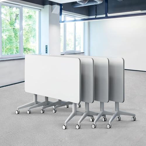 Klappbarer Konferenztisch, weißer Konferenztisch mit Rädern, großes rechteckiges Konferenzseminar mit Klappplatte für 2–10 Personen,4,47,2" Klappbarer Konferenztisch, weißer Konferenztisch mit Rädern, großes rechteckiges Konferenzseminar mit Klappplatte für 2–10 Personen,4,47,2" von Guyifuny