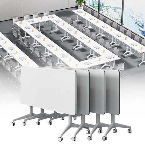 Konferenz-Klapptisch, moderner weißer Meeting-Klapptisch, großer mobiler Schulungs- und Seminartisch für Büro-Klassenzimmer, 4er-Pack, 47 x 15 Zoll Konferenz-Klapptisch, moderner weißer Meeting-Klapptisch, großer mobiler Schulungs- und Seminartisch für Büro-Klassenzimmer, 4er-Pack, 47 x 15 Zoll von Guyifuny