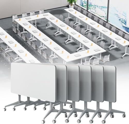Konferenz-Klapptisch, moderner weißer Meeting-Klapptisch, großer mobiler Schulungs- und Seminartisch für Büro-Klassenzimmer, 6er-Pack, 55 x 23 Zoll Konferenz-Klapptisch, moderner weißer Meeting-Klapptisch, großer mobiler Schulungs- und Seminartisch für Büro-Klassenzimmer, 6er-Pack, 55 x 23 Zoll von Guyifuny