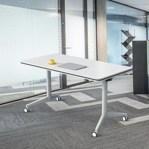 Konferenztisch, 2–10 Personen, klappbarer Konferenztisch mit Rädern, großer rechteckiger Besprechungs- und Seminartisch mit weißer Klappplatte, 1,47,2" L x 23,6" B x 29,58" H Konferenztisch, 2–10 Personen, klappbarer Konferenztisch mit Rädern, großer rechteckiger Besprechungs- und Seminartisch mit weißer Klappplatte, 1,47,2" L x 23,6" B x 29,58" H von Guyifuny