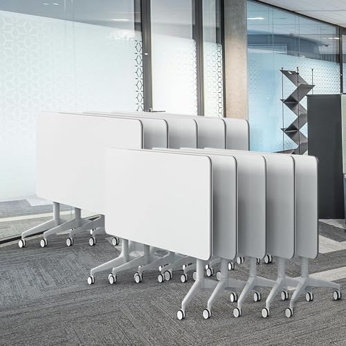 Konferenztisch, 2–10 Personen, klappbarer Konferenztisch mit Rädern, großer rechteckiger Besprechungs- und Seminartisch mit weißer Klappplatte, 10,55,1" L x 21,6" B x 29,58" H Konferenztisch, 2–10 Personen, klappbarer Konferenztisch mit Rädern, großer rechteckiger Besprechungs- und Seminartisch mit weißer Klappplatte, 10,55,1" L x 21,6" B x 29,58" H von Guyifuny