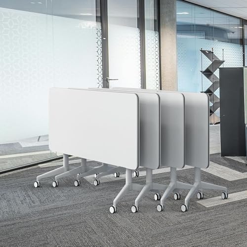 Konferenztisch, 2–10 Personen, klappbarer Konferenztisch mit Rädern, großer rechteckiger Besprechungs- und Seminartisch mit weißer Klappplatte, 4,70,8" L x 23,6" B x 29,58" H Konferenztisch, 2–10 Personen, klappbarer Konferenztisch mit Rädern, großer rechteckiger Besprechungs- und Seminartisch mit weißer Klappplatte, 4,70,8" L x 23,6" B x 29,58" H von Guyifuny