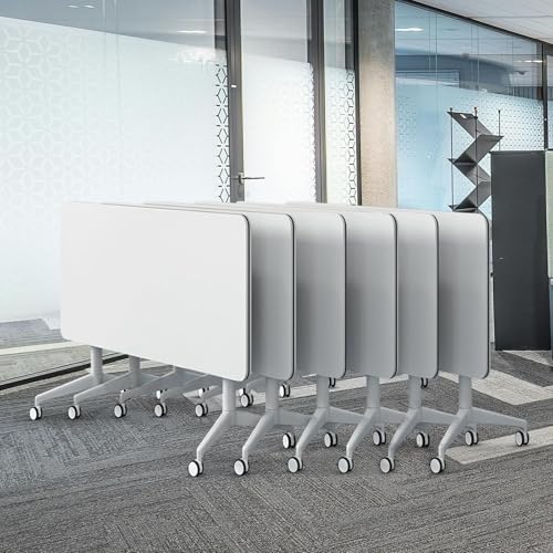 Konferenztisch, 2–10 Personen, klappbarer Konferenztisch mit Rädern, großer rechteckiger Besprechungs- und Seminartisch mit weißer Klappplatte, 6,70,8" L x 23,6" B x 29,58" H Konferenztisch, 2–10 Personen, klappbarer Konferenztisch mit Rädern, großer rechteckiger Besprechungs- und Seminartisch mit weißer Klappplatte, 6,70,8" L x 23,6" B x 29,58" H von Guyifuny