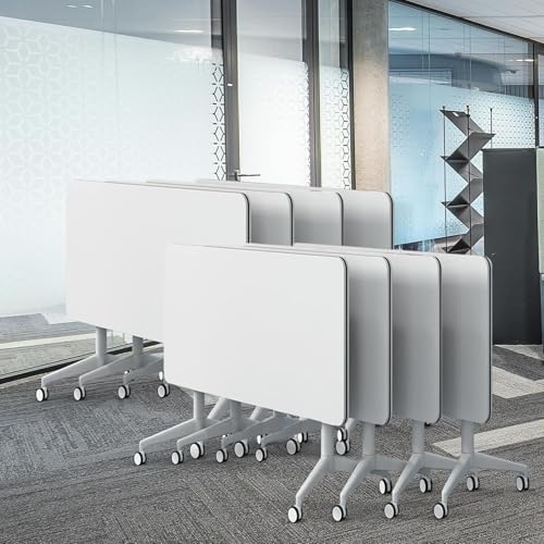 Konferenztisch, 2–10 Personen, klappbarer Konferenztisch mit Rädern, großer rechteckiger Besprechungs- und Seminartisch mit weißer Klappplatte, 8,55,1" L x 21,6" B x 29,58" H Konferenztisch, 2–10 Personen, klappbarer Konferenztisch mit Rädern, großer rechteckiger Besprechungs- und Seminartisch mit weißer Klappplatte, 8,55,1" L x 21,6" B x 29,58" H von Guyifuny