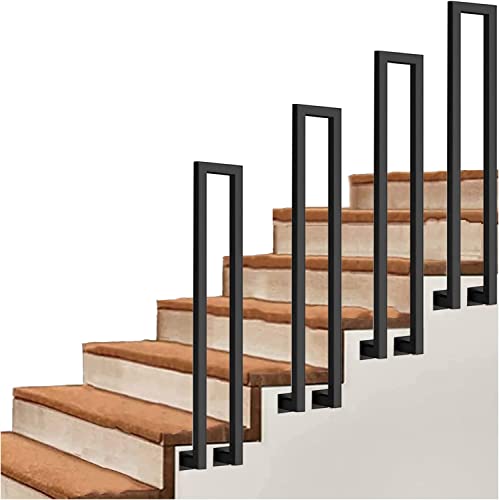 Seitlich Montiert Treppengeländer, Schwarzes U-förmiges Schmiedeeisen Handläufe, Nordische Moderne Sicherheit Rutschfest Geländer，für Dachboden, Villa Haltegriffe(Size:H:110cm/3.6 ft) von Guyifuny