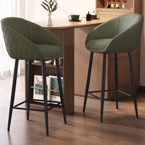 Guyii Barhocker 2er Set mit Lehne – Elegante Barstühle im modernen Design, Bar Stühle Set von 2, Bar Chair für Küche, Esszimmer oder Wohnzimmer, Komfortabel und Stilvoll (graugrün) von Guyii
