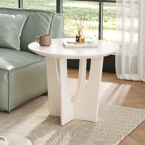 Guyii Beistelltisch rund Weiß, Kleiner Tisch für Couch im minimalistischen Design, Moderner Beistelltisch für Wohnzimmer, Weißer Tisch für Dekoration und Aufbewahrung (Stil D) von Guyii