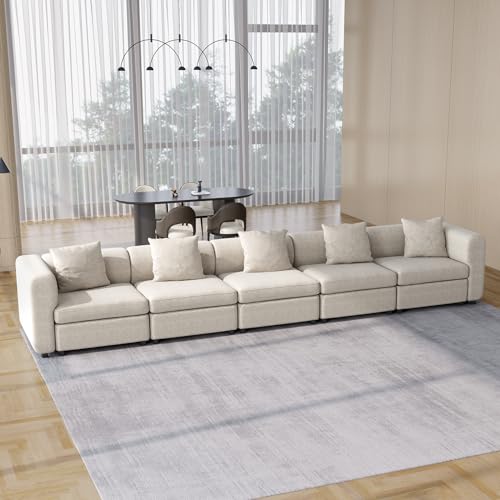 Guyii Modulares Sofa, Stoffsofa, 5-Sitzer Sofa, Bequemer Wohnzimmersofa, Flexibles Sofasystem, Modularer Couch, Chaiselongue für Wohnzimmer (Direkte Reihe - 5 Personen) von Guyii