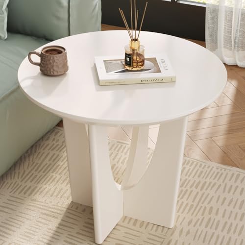Guyii Weißer Beistelltisch Rund – Moderner Sofa Tisch, Kleiner Kaffeetisch, Couchtisch, Eleganter Wohnzimmertisch, Minimalistischer Teetisch für Wohnzimmer oder Schlafzimmer von Guyii