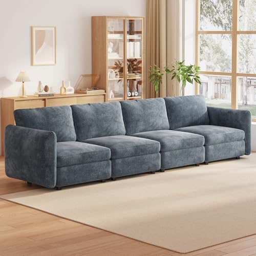 Modulares Ecksofa 4-Sitzer, Große Wohnlandschaft Stoff Sofa, Sofas & Couches für Wohnzimmer, Bequeme Couch mit Hocker, Moderne Wohnzimmercouch (4 Sitzplätze) von Guyii