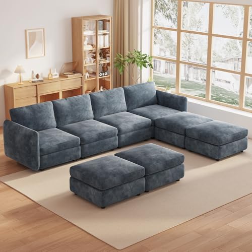 Modulares Ecksofa 8-Sitzer, Große Wohnlandschaft Stoff Sofa, Sofas & Couches für Wohnzimmer, Bequeme Couch mit Hocker, Moderne Wohnzimmercouch (8 Sitzplätze (4 Sitze und 4 Ottomanen)) von Guyii