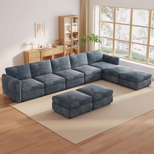 Modulares Ecksofa 9-Sitzer, Große Wohnlandschaft Stoff Sofa, Sofas & Couches für Wohnzimmer, Bequeme Couch mit Hocker, Moderne Wohnzimmercouch (9 Sitzplätze (5 Sitze und 4 Ottomanen)) von Guyii