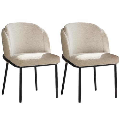 Polsterstuhl 2er Set aus Stoff mit Metallrahmen – 2 Esszimmerstühle, Freizeitstühle, Lesestühle – Bequeme Küchenstühle im Modernen Design für Wohnzimmer, Schlafzimmer oder Balkon – Nur Stühle (2) von Guyii