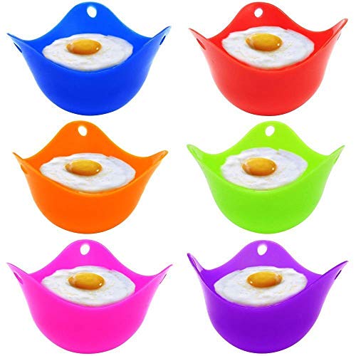 Guyin Ei Pochieren Cups - 6 Stück Silikon Set für Pochierte Eier, Premium Dicke Poachers in 6 Hellen Farben von Guyin