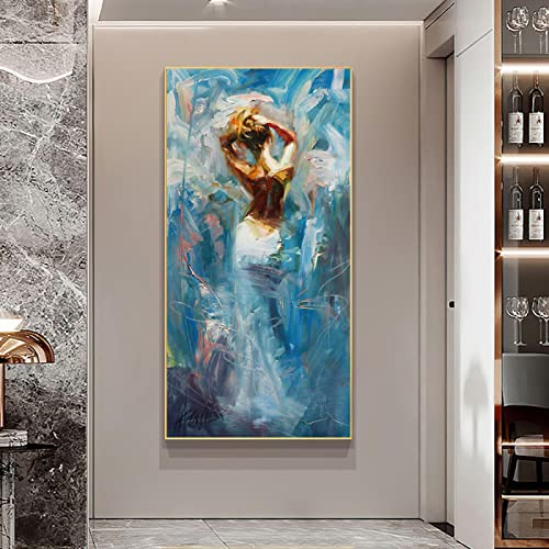 Abstrakte Kunst tanzende Frau Mädchen Leinwand Gemälde moderne nordische Wandkunst Poster im Wohnzimmer Wohnkultur Cuadros 40 x 80 cm (16 x 31 Zoll) ohne Rahmen von Guying Art