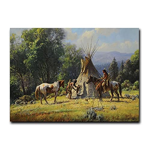 Abstrakte Native Indian Horse Leinwand Malerei Tier Poster und Drucke Wandkunst Bild für Wohnzimmer Dekoration 40x60cm Rahmenlos von Guying Art