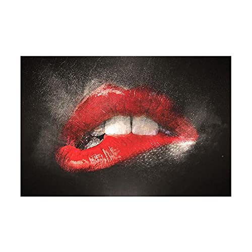 Abstrakte rote Lippen Graffiti Kunst Poster und Drucke Street Art Lippen Leinwand Gemälde Wandkunst Bild für Heimdekoration 70x90cm (28x35in) Rahmenlos von Guying Art