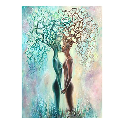 Abstrakter Mann Frau Baum Leinwand Gemälde Kuss Liebhaber Poster und Drucke Wandkunst Bilder für Wohnzimmer Hotel Dekor 42x60cm (17x24in) Rahmenlos von Guying Art