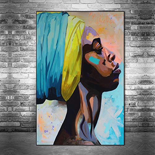 Afrikanische Frau Leinwandbilder an der Wand Kunst Poster und Drucke Porträt der schwarzen Frau Leinwand Kunst Bild Home Decor 70x90cm rahmenlos von Guying Art