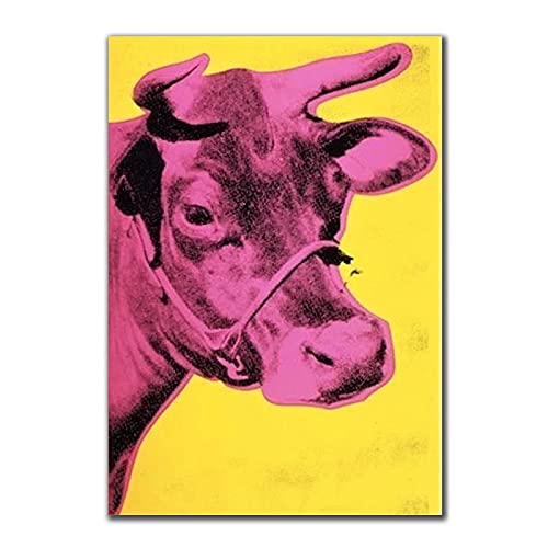 Andy Warhol Animal Art Leinwand Gemälde Minimalistische Bunte Kuh Poster und Drucke Wandkunst für Wohnzimmer Wanddekoration 21x30cm(8x12in) Rahmenlos von Guying Art