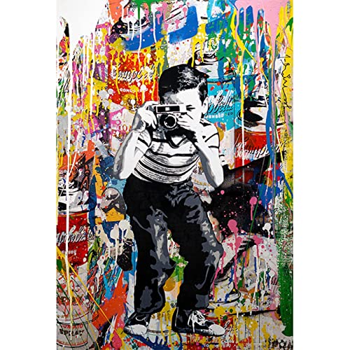 Banksy Pop Art Lächeln Leinwand Malerei Street Art Poster und Drucke Wandkunst Bild für Wohnzimmer Dekor Wandbild 70x90cm (28x35in) Rahmenlos von Guying Art