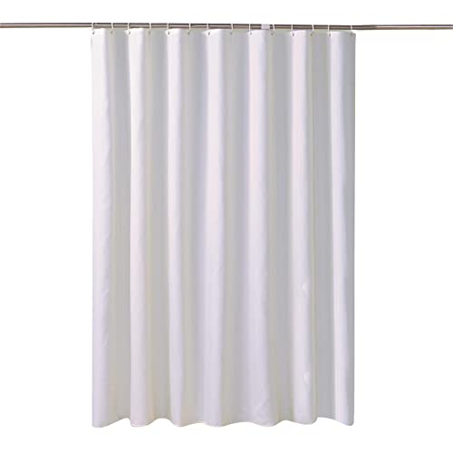 Einfarbiger Badvorhang, Weiß, einfache Duschvorhänge, hohe Qualität, wasserdicht, bequem für Badezimmer, mit 12 Haken, 120 x 150 cm/47 x 59 Zoll (B x H). von Guying Art