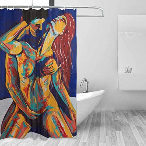 Erotik Duschvorhang Paar Frau Mann Badezimmer Duschvorhänge Abstrakte Dekorative Badezimmer Accessoires Waschbarer Vorhang 167x169cm/66x67in(BxH) von Guying Art