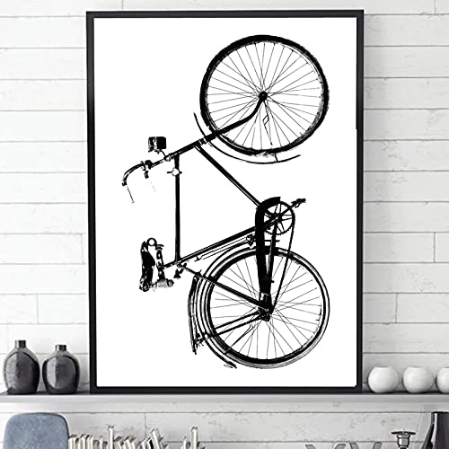 Fahrrad Leinwand Malerei Poster Schwarz Weiß Stillleben Moderne Wandbilder Für Wohnzimmer Kunstwerke Wohnkultur Wandkunst 70x90cm Rahmenlos von Guying Art
