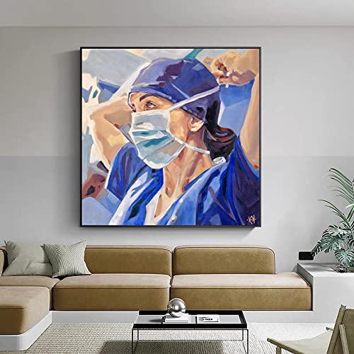 Great Nurse Fighting Medical Personnel Poster and Prints Canvas Painting Wall Art Picture for Hospital Home Decoration 30x30cm(12x12in) Frameless von Guying Art