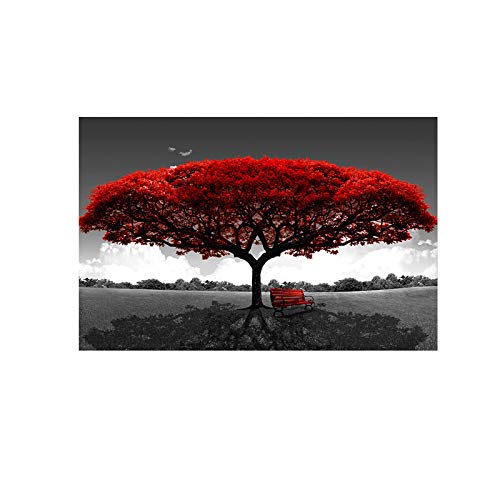 Kunstdruck auf Leinwand, Motiv: roter abstrakter Baum, 50 x 100 cm, rahmenlos von Guying Art