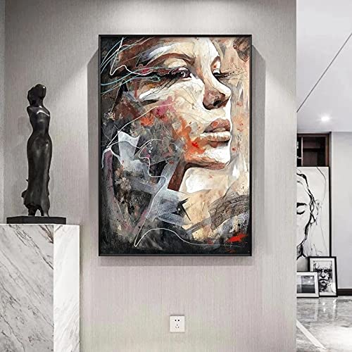 Moderne abstrakte Kunst Frau Porträt Poster und Drucke Aquarell Mädchen Wandkunst Leinwand Gemälde Wand für Heimdekoration 70x90cm (28x35in) ohne Rahmen von Guying Art