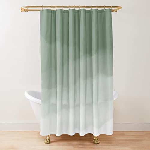 Salbeigrün Aquarell Duschvorhang Badezimmer Stoff Polyester Wasserdicht Modern Duschvorhang Bad Dekor mit 12 Haken 145x190cm/57x75in(BxH) von Guying Art