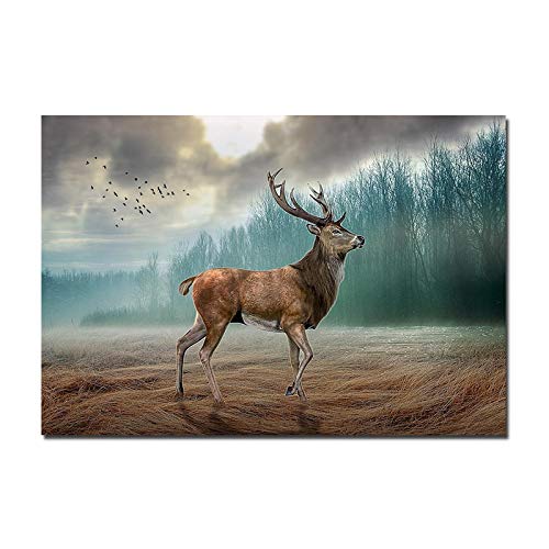 Tier Leinwand Gemälde an der Wand Dekorative Bilder Wald Hirsch Wandkunst Poster und Drucke für Kinderzimmer Dekor 21x30cm rahmenlos von Guying Art