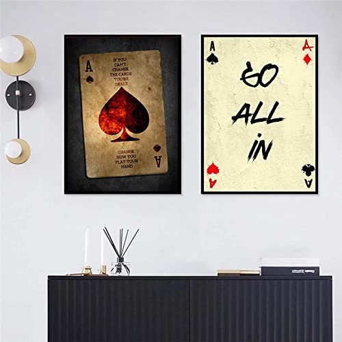 Vintage Poker Ace of Spades Cards Letter Canvas Paintings Posters Prints Wall Art Pictures for Bar Pub Wall Home Decoration 50x75cm(20x30in)x2 No Frame von Guying Art