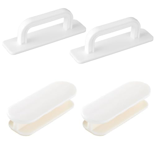 Guyode 4 Stück Balkontürgriff Außen Stanzfreies Design Türgriff Balkontür Außen Verdickter Boden Selbstklebende Griffe Geriffeltes Griffdesign für Schrank Fenster Möbel Schublade Balkontür von Guyode