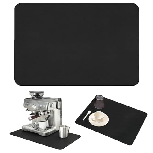 Guyode 60 X 50 cm Abtropfmatte Geschirr Abtropfmatte Geschirrabtropfmatte Anti-Rutsch-Design Dish Drying Mat Haben Wasseraufnahme für Küche Tisch Bar Badezimmer (Schwarz) von Guyode