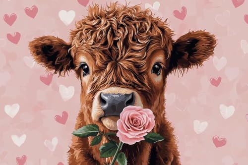 Diamond Painting Ochse Diamond Painting Kinder Blume Daiment Bilder Erwachsene, 5D Kreativ Set für Erwachsene, Vollbohrer Diamanten Malerei Stickerei Kreuzstich Zubehör, für Home Décor 100x150cm Q-268 von Guyosing
