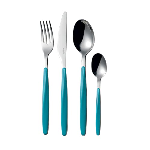 Guzzini - My Fusion, 24-teiliges Besteckset - Azur Matt, 16,8 x 7,5 x h25,5 cm - 110700138 von Guzzini