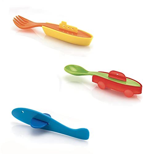 Guzzini - Bimbi, 3-Tlgs Kleinbesteck Set TRAFFIC - Verschiedene Farben, 19 x 19 x h6 cm - 07750052 von Guzzini