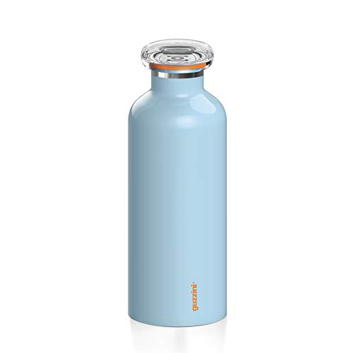 Guzzini - On The Go, ENERGY Thermosflasche, Trinkflasche Edelstahl - Azur Matt, Ø 7,3x h21,2 cm | 500 cc - 116700134 von Guzzini