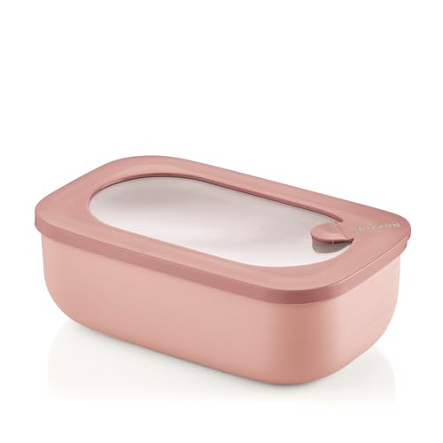 Guzzini - Kitchen Active Design, STORE&MORE BIO, Dicht schließende rechteckige Dosen für Kühlschrank/Gefrierschrank/Mikrowelle - Rosa Pfirsichblüte, 20 x12 x h7cm | 900 ml - 171001251 von Guzzini