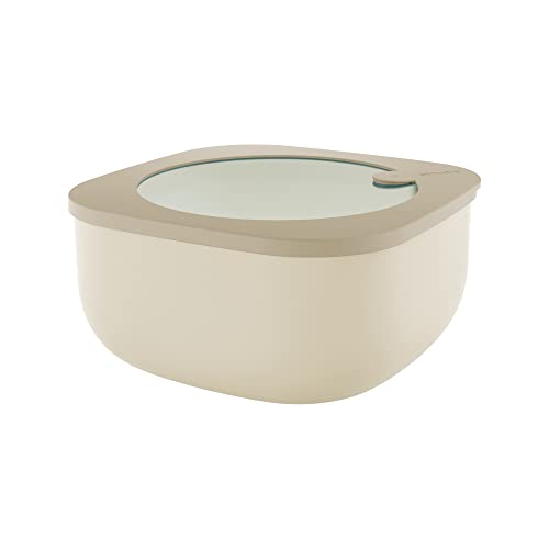 Guzzini - Kitchen Active Design, STORE&MORE Dicht schließende Dosen für Kühlschrank/Gefrierschrank/Mikrowelle, Niedrig (L) - Lehm, 19,5 x 19,5 x h9,3 cm | 1900 cc - 17070479 von Guzzini