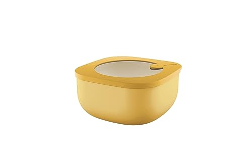 Guzzini - Kitchen Active Design, STORE&MORE BIO, Dicht schließende niedrige Dosen für Kühlschrank/Gefrierschrank/Mikrowelle (M) - Mangogelb, 16 x16 x h7,8 cm | 975 cc - 170720236 von Guzzini