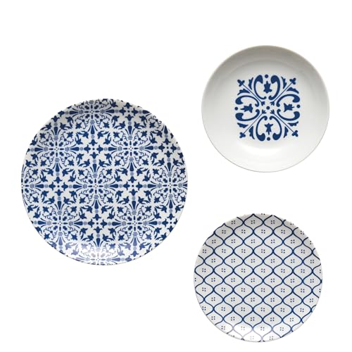 Guzzini - LE MAIOLICHE Set mit 6 Tischplätzen, Speiseteller, Suppenteller, Obst-/Desserttellern - Blu Mediterraneo - 10290976 von Guzzini