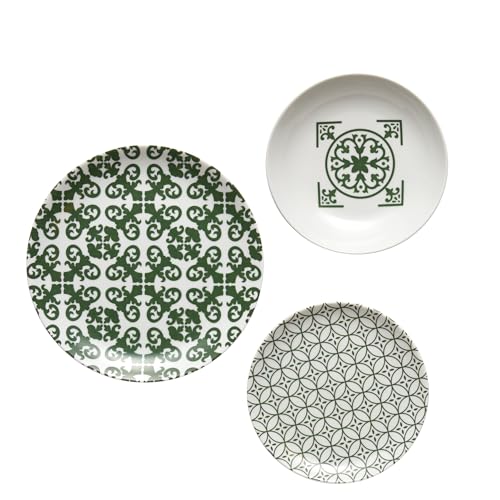 Guzzini - LE MAIOLICHE Set mit 6 Tischplatten, Esstellern, tiefen Tellern, Obst-/Desserttellern - Smaragdgrün - 10290969 von Guzzini
